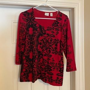 Chico’s  Zenergy Size 1 Red & Black Top
